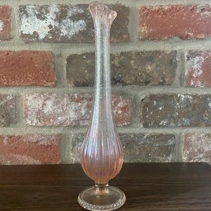 Fenton glass single bud vase iridescent pink